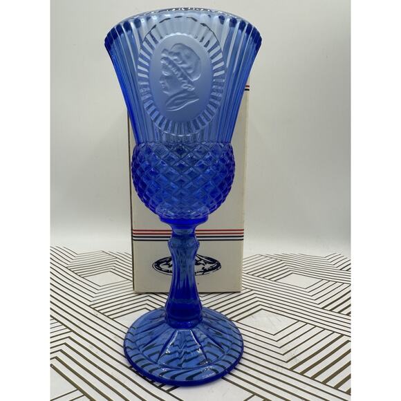 Vintage Avon Fostoria American Pink Glaskelch With Relief From Pressed Glass - Picture 1 of 7